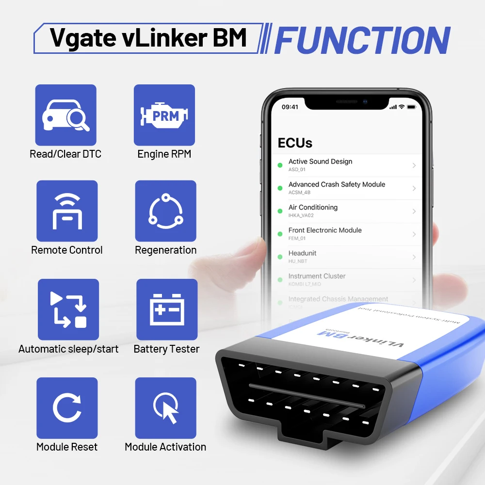 Vgate vLinker BM ELM327 V2.2 لماسح ضوئي BMW متوافق مع البلوتوث 3.0 Obd2 تشخيص السيارة ELM 327 مدعوم لنماذج BMW #6
