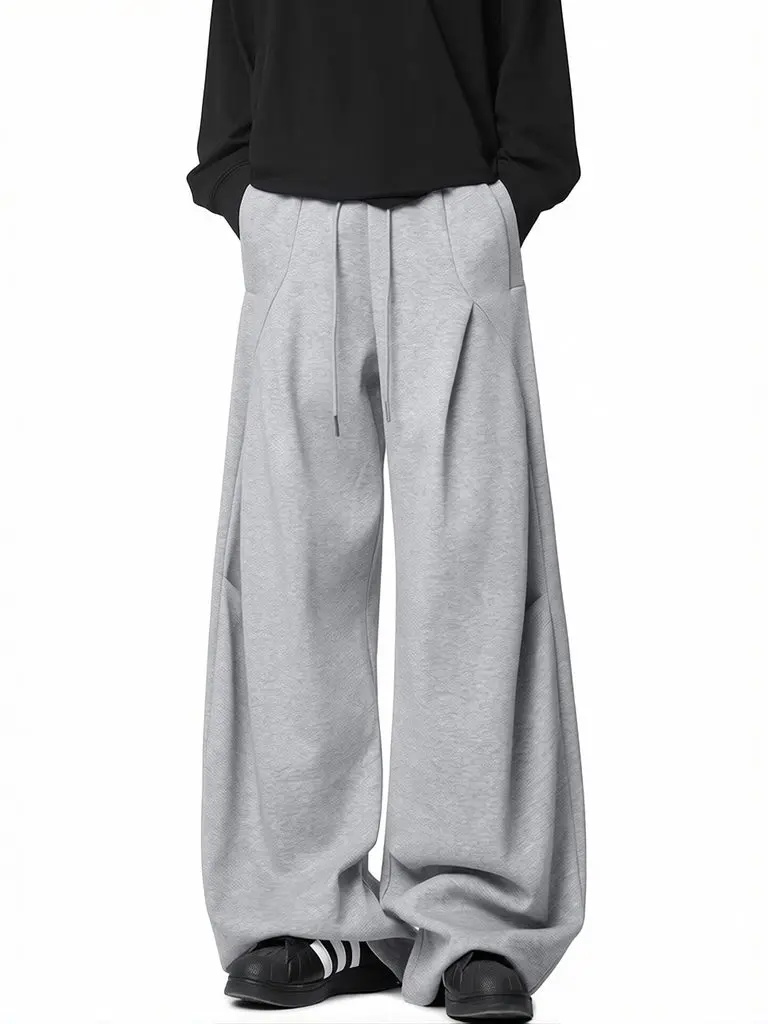 Y2k American Vintage Athletic Baggy Sweatpants Men Gray Parachute Pants Casual Loose Trousers Suit Pants Fall Winter New