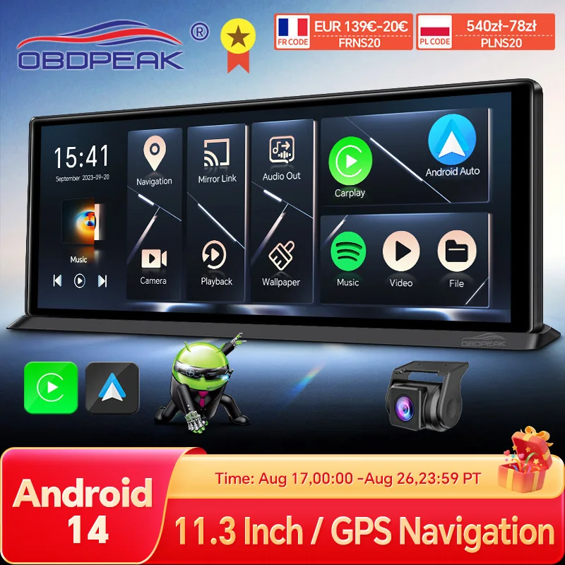 K60 Pro 11,3 "4G + 64G WIFI Android 14 AI Bildschirm GPS Navigation Carplay Android AUTO 1080P Dash Cam Rückspiegel Video Recorder