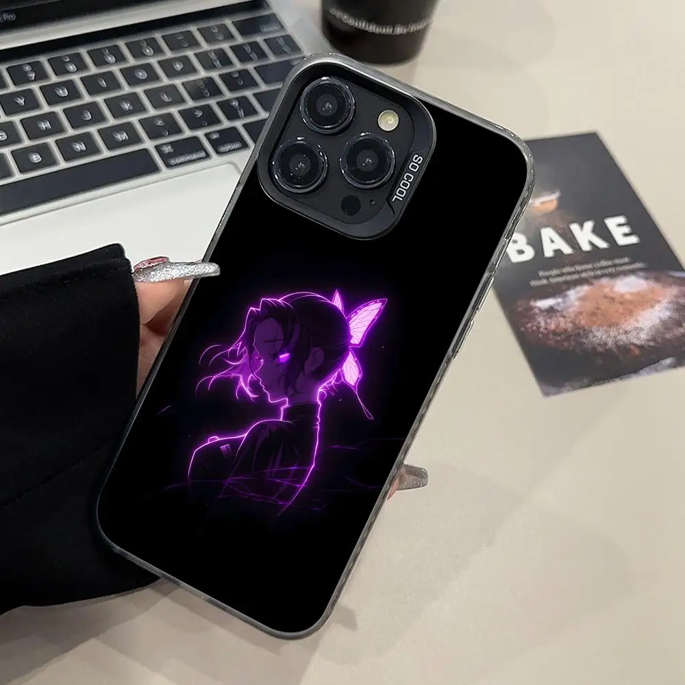 

Demon Slayer Shinobu Kocho Phone Case for iPhone 16 15 14 13 12 11 X XR XS 8 7 Pro Max Plus Translucent Colour Protective Pretty