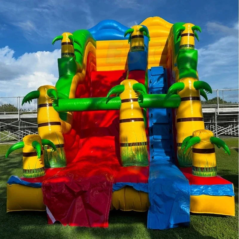 Inflatable Pool Slide Rental Jungle Palm Tree Inflatable Bounce Slide Inflatable Water Slide With Double Lane