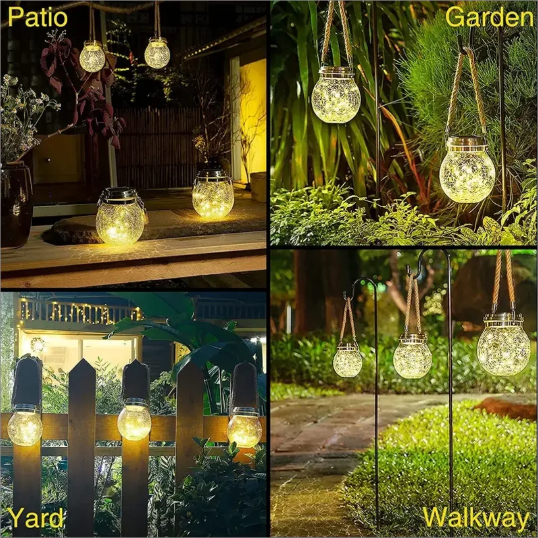 30 LEDs Solar Night Light Crack Ball Glass Jar Wishing Lamp Outdoor Garden Tree Christmas Decoration Light Without Glass Jar