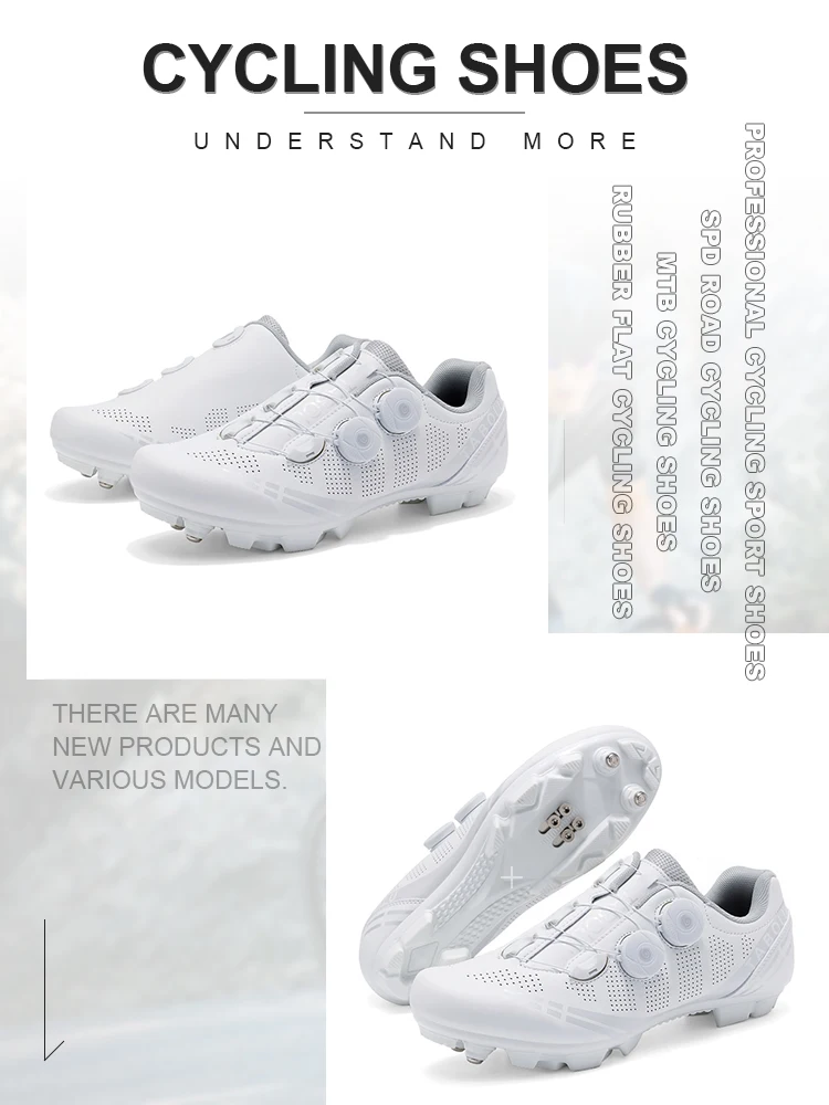 MTB Radschuhe Herren 2026 Weiß SPD-SL Mountain-Sneaker Schuhwerk Dirt Bike Racing Rennrad Damen Straßen-Geschwindigkeitsschuhe mit Klettverschluss – Detail 3