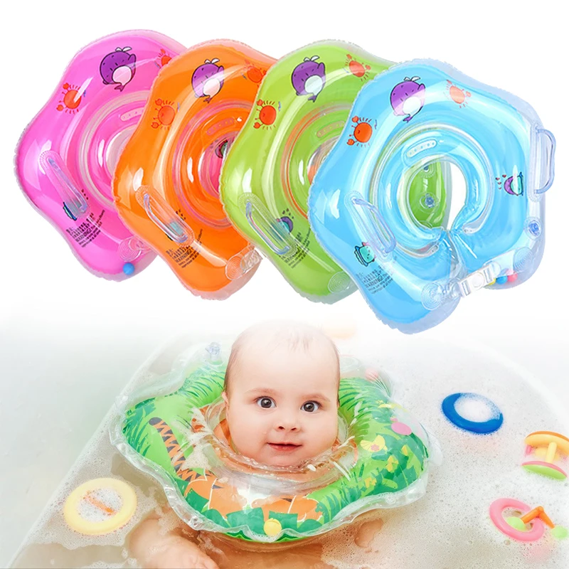 Inflatable Circle Toy Swimming Pool Baby Neck Swimming Ring Tube Baby Float Ring Infant Newborn Bathing Hammock Toy for Ki