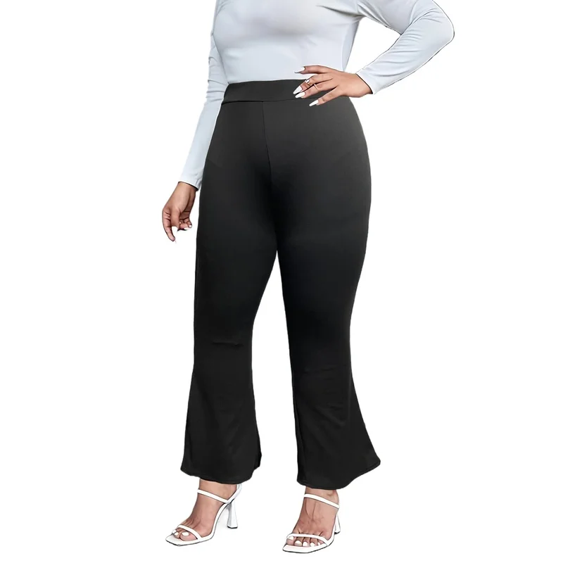

Plus Size Women Fashion Long Flare Pants Elastic Waist 2026