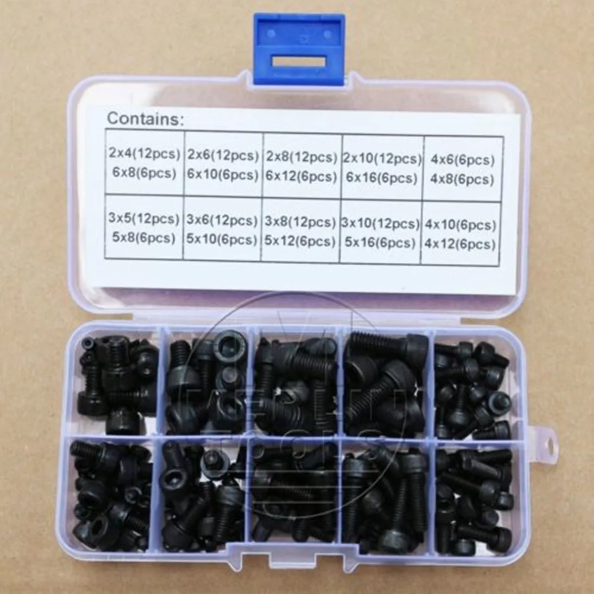 168Pcs M2 M3 M4 M5 M6 Allen Hex Socket Head Cap Screws Bolts Assortment Kit