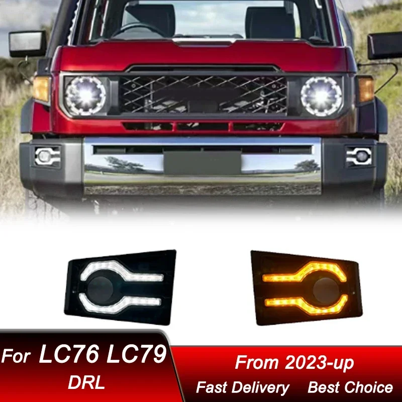 

Поп-автомобиль светодиодный DRL для TOYOTA LC71 LC76 LC78 LC79 23-up новый стиль светодиодный задний фонарь DRL динамический указатель поворота задний фонарь в сборе