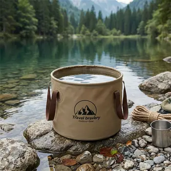 5l/10/20L Folding Silicone Camping Bucket 2