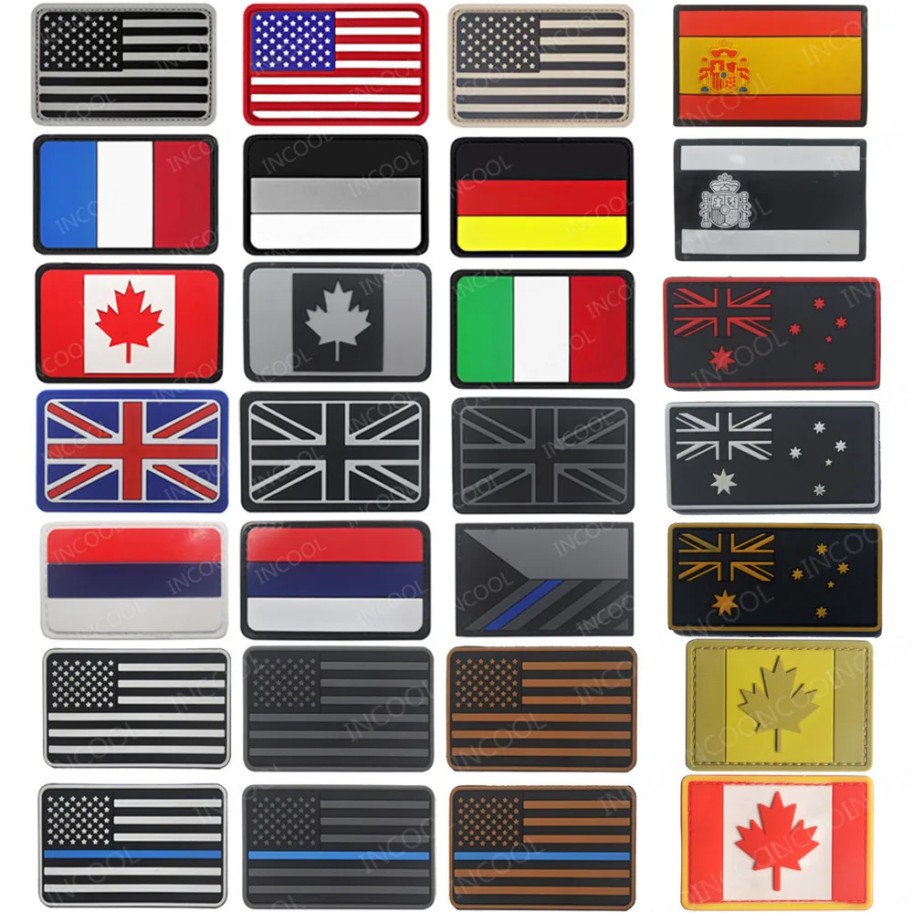 UK France Germany Netherlands US Russia Czech Canada Spain Norway Poland Bulgaria Ukraine Hungary Patches 3D Rubber Flag Patch