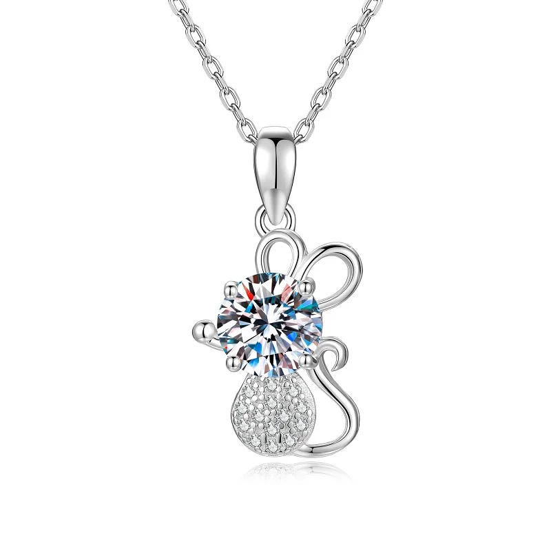 

Apaison Sparkling 7mm 1.2 Carat Moissanites Women Pendant Necklace - Wedding Engagement 925 Sterling Silver Bride Jewelry Gift