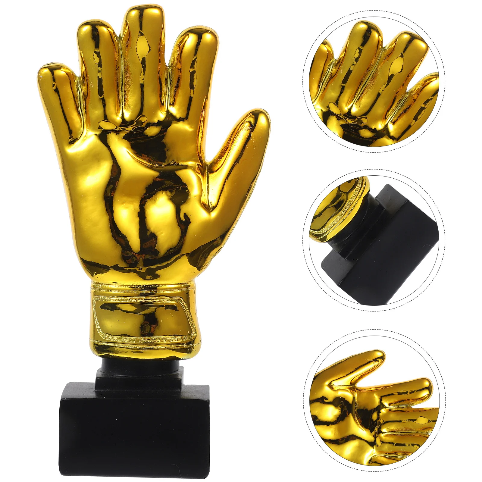 

Goalkeeper Gold Plating Resin Trophy Goalie Gloves Shape Soccer Match Award Base for School Office Kindergarten Prize