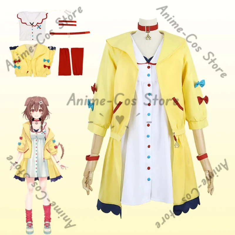 

Anime VTuber Inugami Korone Cosplay Costume Women Cute Dress Skirt Coat Uniform Accessories set Halloween Carnival Party outfits