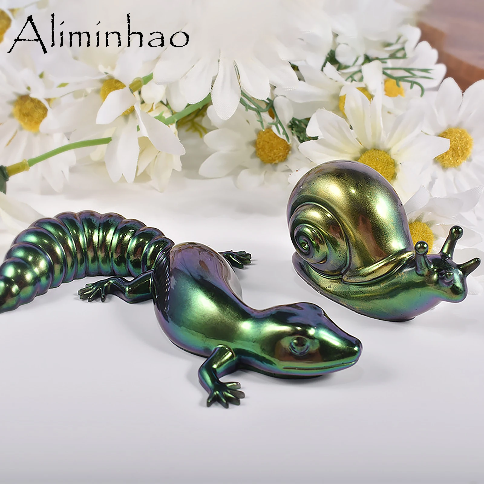 M0054 Resin Molds Easter 3D Frog Lizard Snail Small Animal Ornaments Silicone Mold for Decoration Home