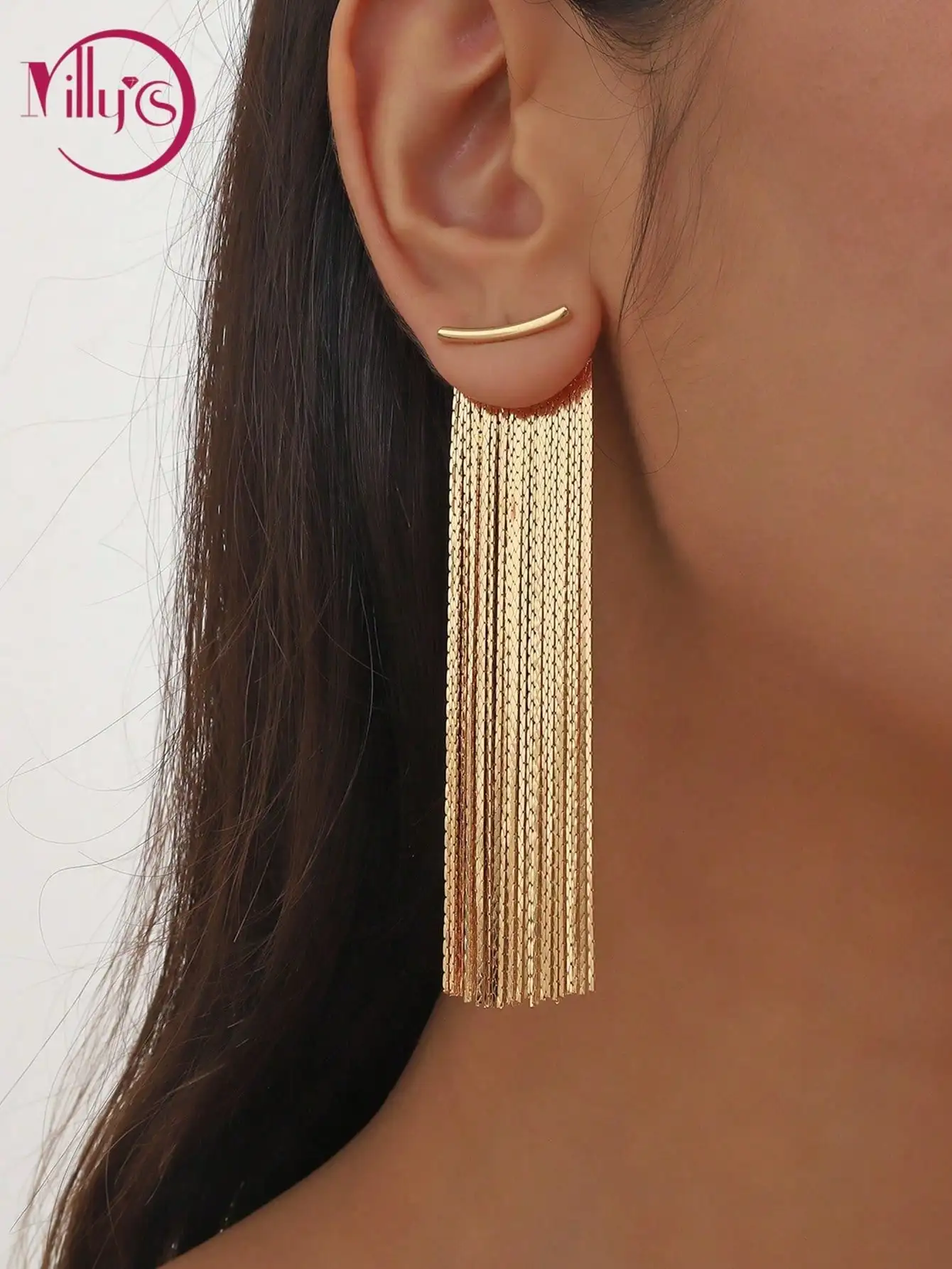 

Gold Chain Tassel Dangle Earrings for Women, Minimalist Elegant Fashion Jewelry