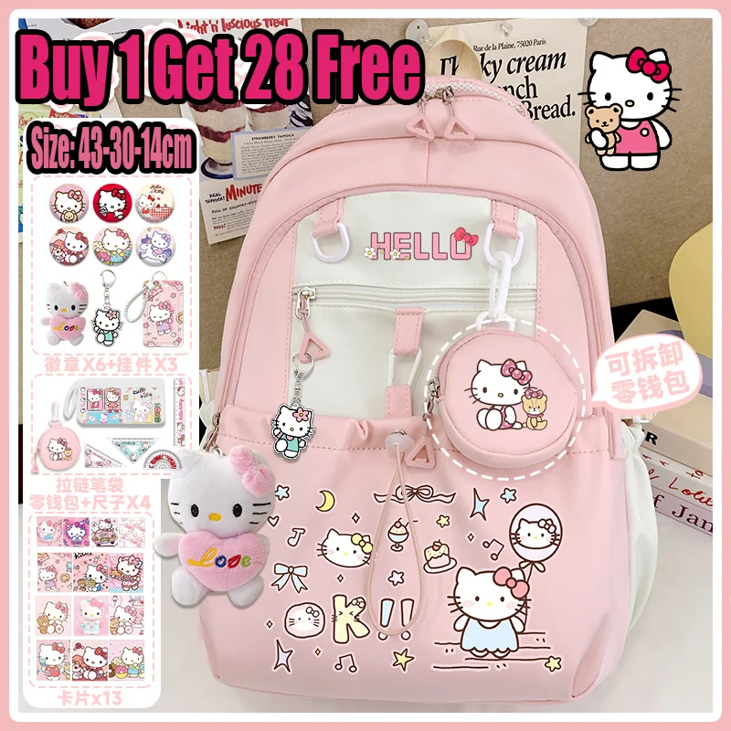 2025 New Cartoon Cute Kitty Cat Girls School Backpack Large Capacity Back to School Bag