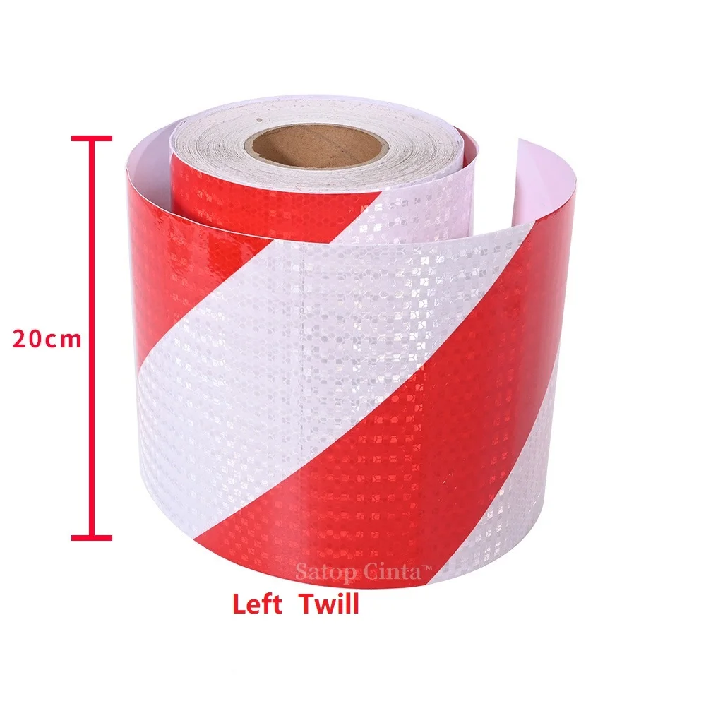 5 cm/10 cm/15 cm/20 cm * 5 M Reflecterende Plakband Links of Rechts Twill Wit-Rode Strips Waterdichte Veiligheid Reflectoren Sticker Voor Auto
