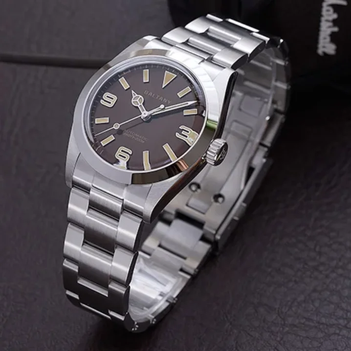 Baltany Men Automatic Watch Pilot 35.5mm Mechanical Wristwatch Sapphire Mirror Diver 20Bar Waterproof C3 Luminous NH38