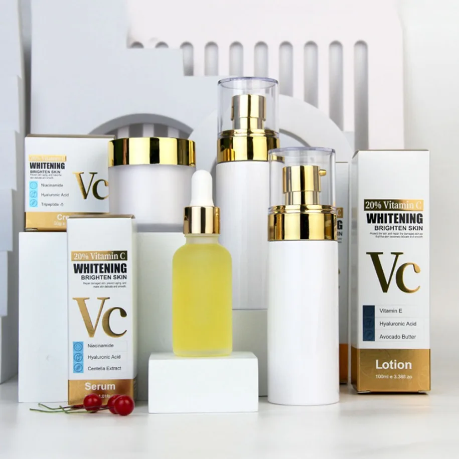 Sérum pour le visage à la vitamine C, maquillage végétalien avec Logo personnalisé, Essence éclaircissante et hydratante, marque privée, primaire pour le visage, vente en gros