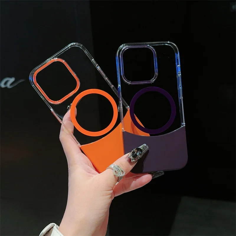 Fashion Magnetic Dual Color Detachable Phone Case For iPhone 15 14 Plus 15 13 12 Pro Max Large Window Shock-Absorbing Back Cover - Image 2