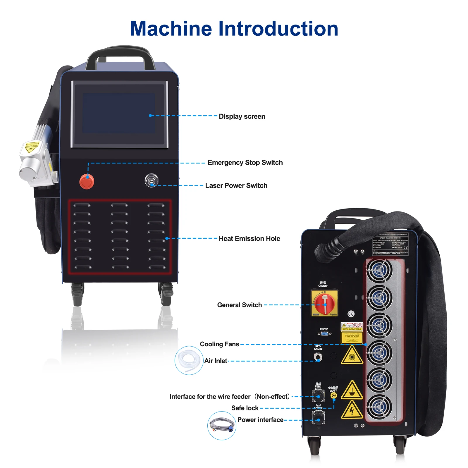 2000W Air-Cooled Laser Cleaning Machine Portable Handheld Rust Paint Oxide Removal Cleaner 110V/220V CE