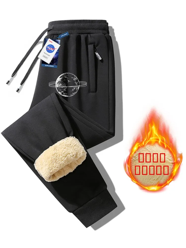 

Men's Thiened Lamb Velvet Pants Winter Large Size Cotton Trousers Casual Sports Pants with ket Long Pants Polyester Fiber