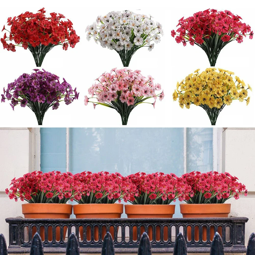 1Pcs Artificial Silk Flowers Outdoor Bush Faux Flower For Wedding Home Party Decor Outdoor Plastic Plants Garden Porch Decora