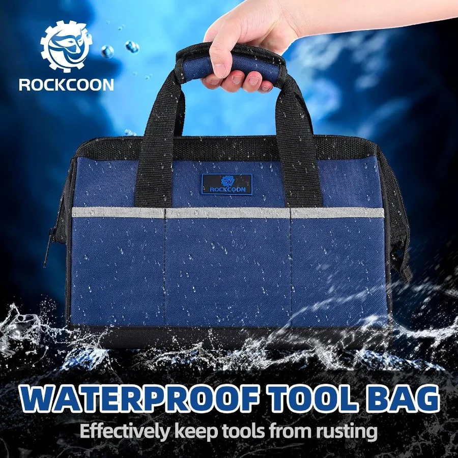 13'' Wide Mouth Tool Bag for Efficient Tool Storage in Workshops and Construction Sites Heavy Duty Design with Waterproof Prote