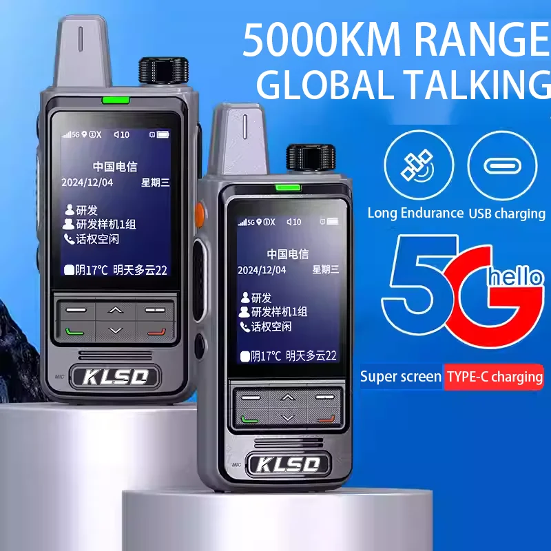 4G POC GPS Walkie Talkie Lightweight Slim Design 5000km Long Digital Two-Way for Radio for Outdoor Sports