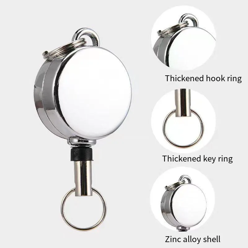 Retractable Mountaineering Buckle Key Chain Stainless Steel Wire Rope Key Holder Outdoor Keychain Tools DIY Accessories