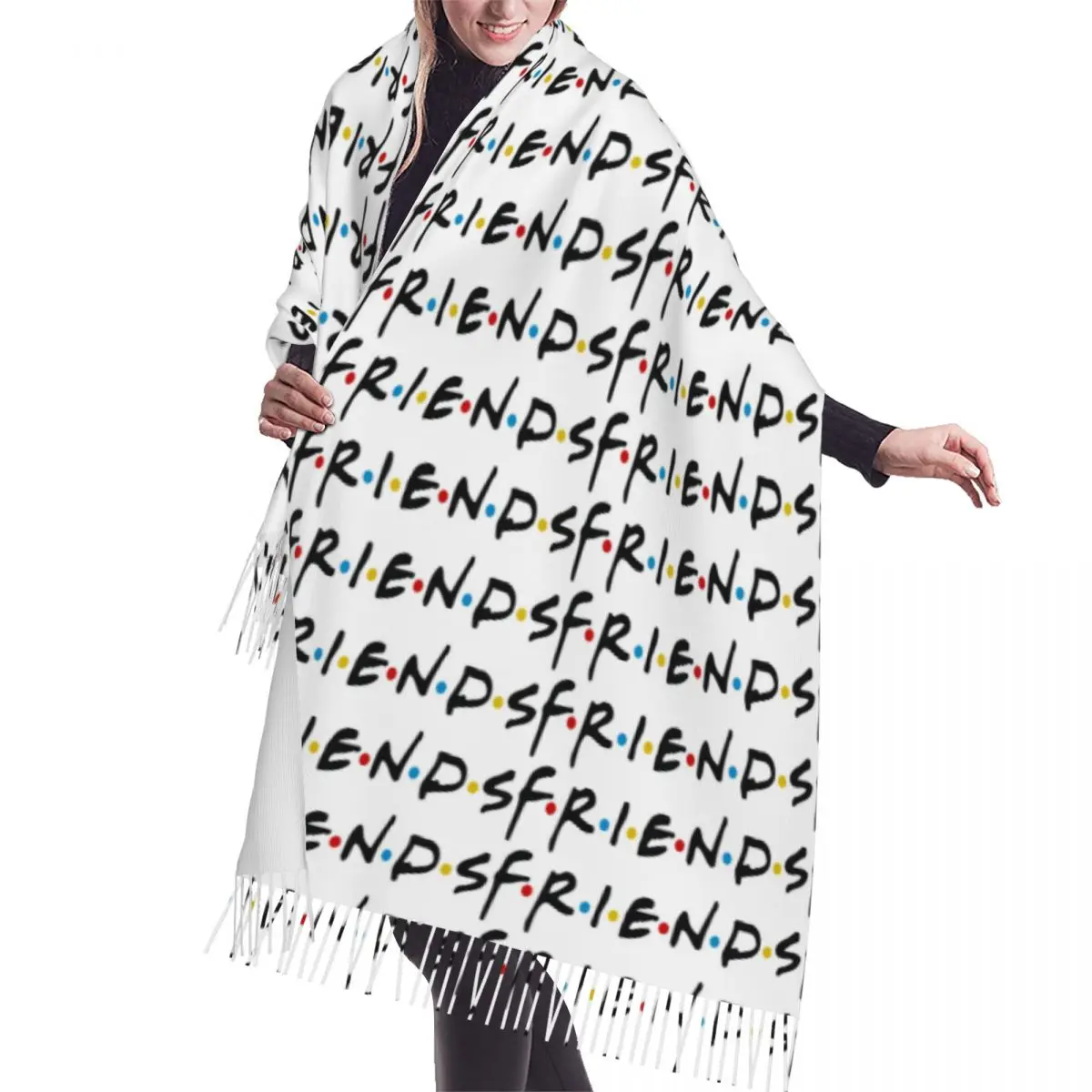 

Custom Printed Friends Scarf Women Men Winter Fall Warm Scarves Fashion Versatile Female Shawls Wraps