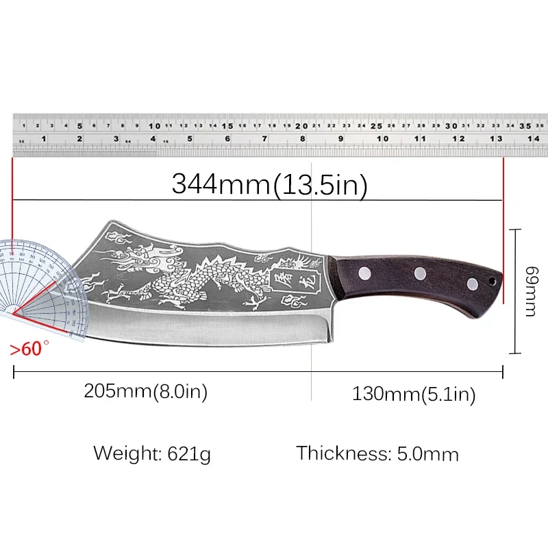 Forged Kitchen Chef Knife High Carbon Steel Meat Vegetable Slicing Knife Professional Butcher Chop Bone Cleaver Knife with Cover