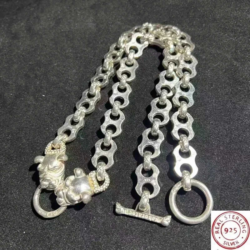 Handmade Double Dog Head Necklace, Traditional Miao Ethnic Jewelry, 60cm Chain, Light Luxury Couple Gift