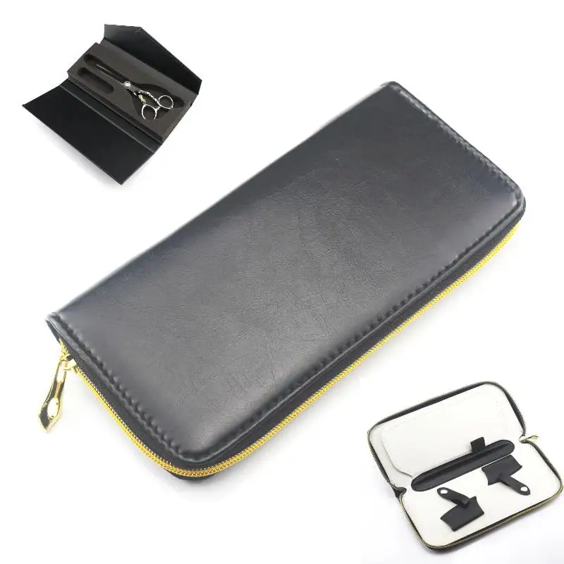 PU Leather Zipper Barber Scissor Storage Case Shockproof Portable Hairdressing Shears Holder Pouch Hair Salon Stylist Accessory