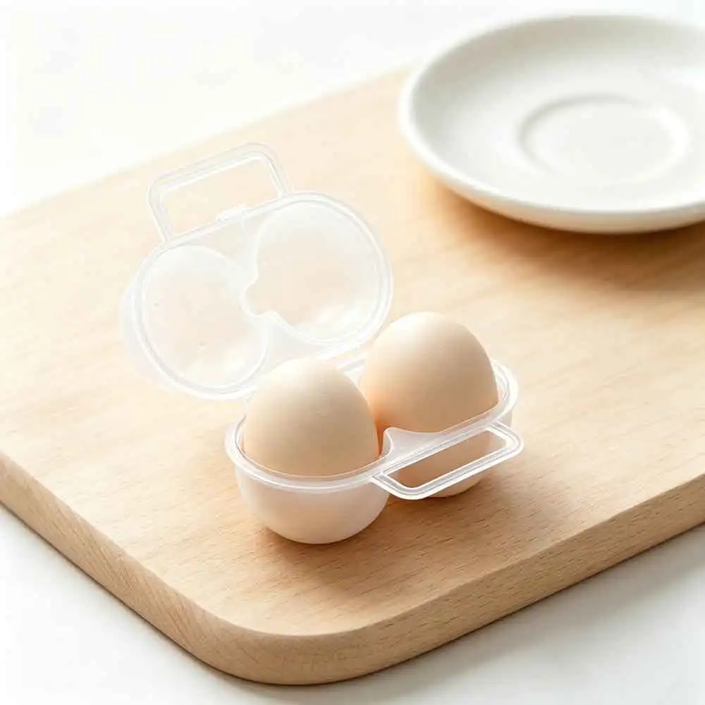 vvocci 1pc 2-Cell Egg Box Egg Refrigerator Shock Storage Box Plastic Outdoor PortableTray -absorbing And Anti Drop Egg Loade