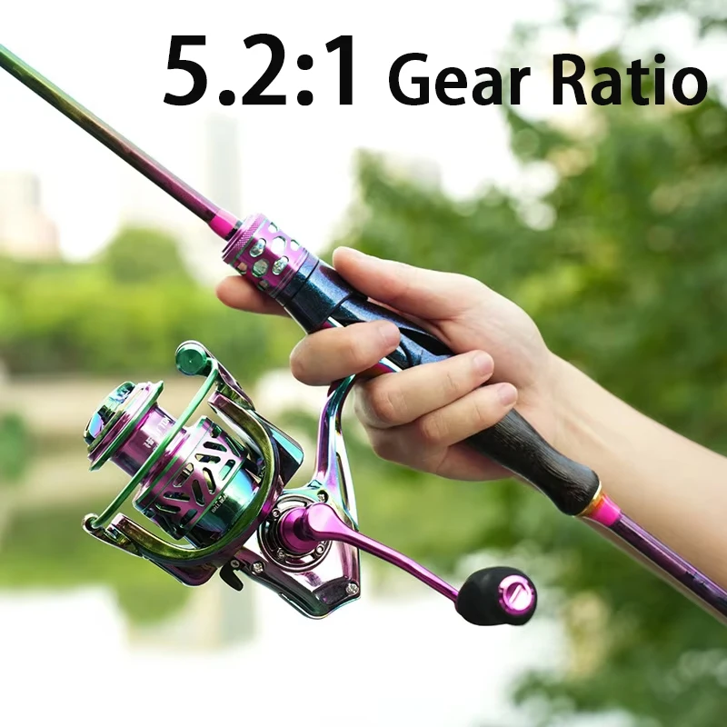 

Ultralight Metal Frame Rocker Fishing Reels Spinning Wheel 5.2:1 Gear Ratio 3+1 Bearings Max Drag 15kg For Freshwater Saltwater