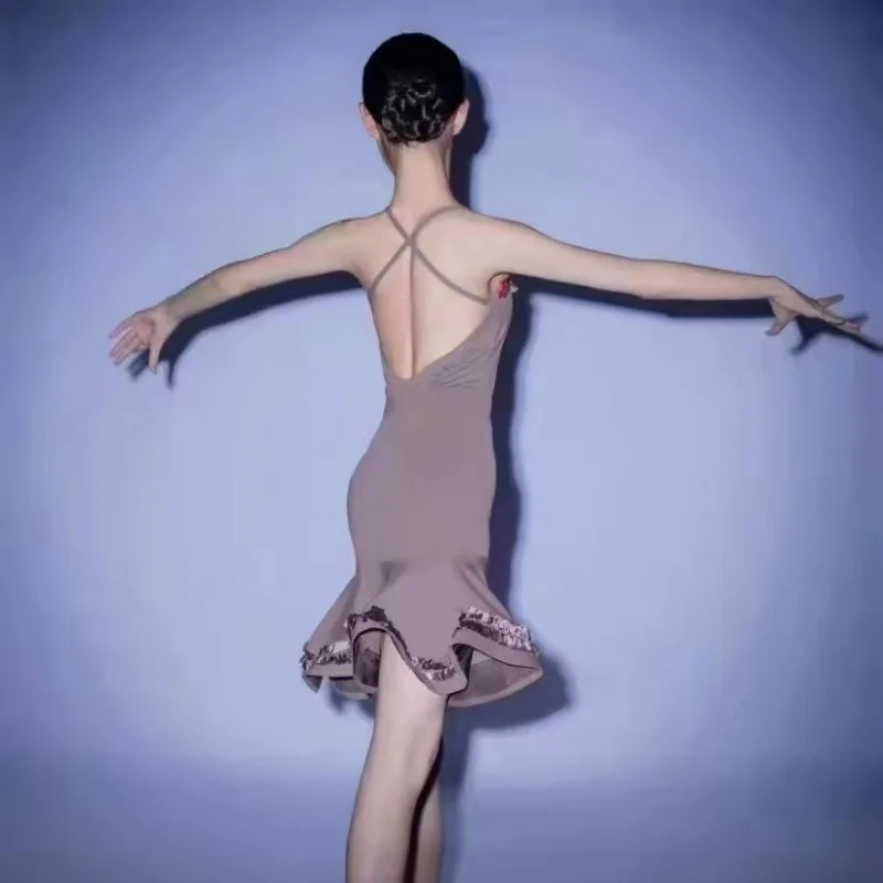 여아 프리미엄 라틴 댄스복 자수 장미 어린이 대회 의상 공연복 신상품