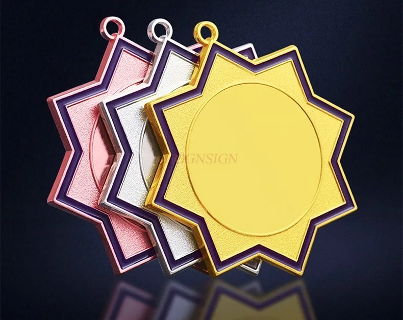 Octagonal cycling medal cross-country medal souvenir gold foil adult children hang out