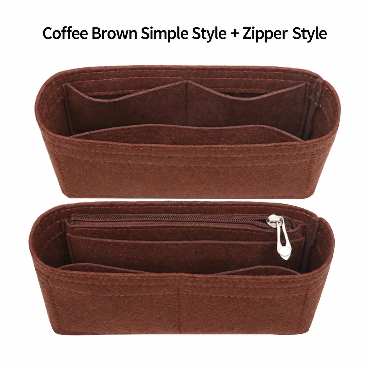Felt Bag Organiser Insert  Zipper Purse Liner Handbag Storage Insert High-Density Multi-Pocket Bag Organizer For Cosmetic