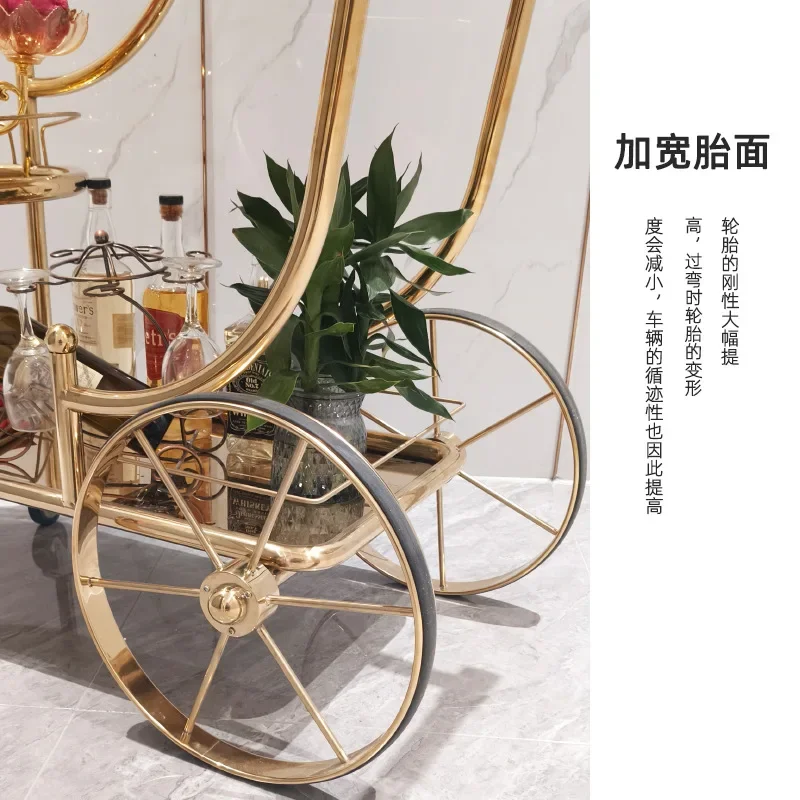 DSA hotel restaurant mobile cart, dessert tea food delivery cart, European-style living room metal commercial three-tier