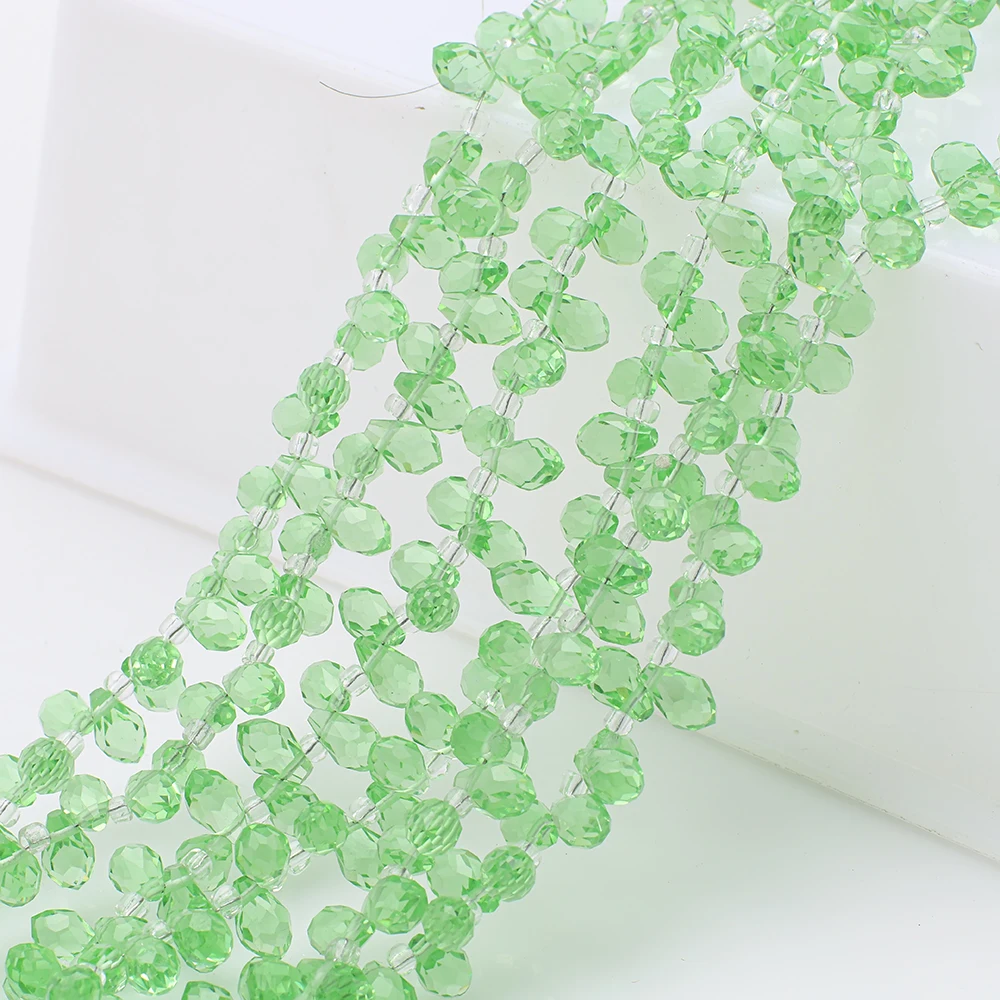 95 Stück/Set 5x8mm Grüne Seitenloch-Wassertropfen Kristallglas Lose Perlen Birnenform DIY Schmuckherstellung Armbänder Halsketten Ohrringe