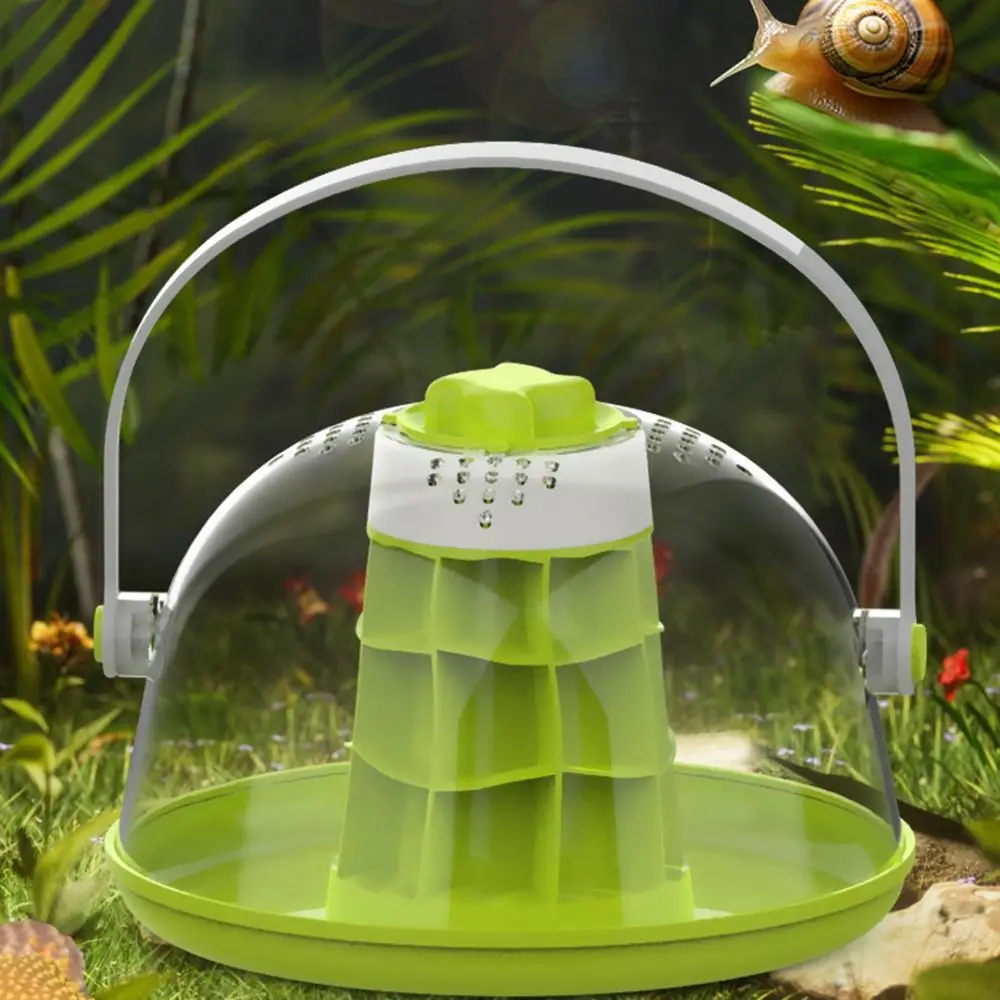 Breathable Snails Breeding Tank Removable Transparent Insect Feeding Bin Prevents Escape with Handle Reptile Habitat Cage