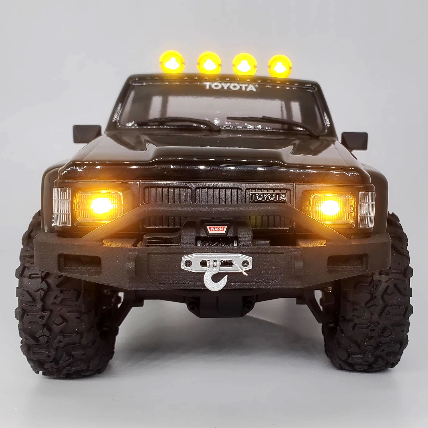 กว้านจําลอง + กันชนหน้าพร้อมไฟ LED สําหรับ Hpi Venture ประดิษฐ์ 1/18 Toyota Hilux Hynix รุ่นแปรงกว้านพิเศษ