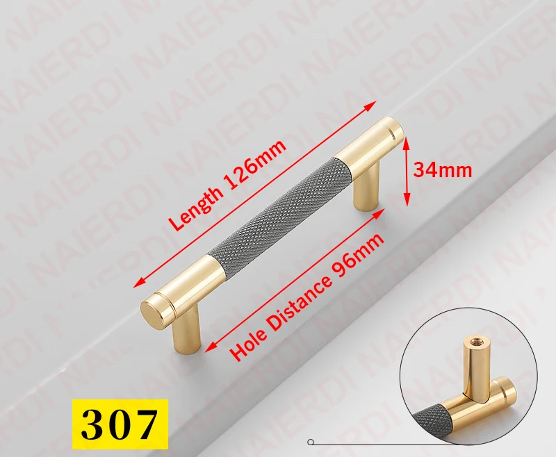 NAIERDI Grau Gold Möbel Griff Mode Küche Kabinett Knöpfe Aluminium Legierung 600-1000mm Schrank Tür Zieht Lange Tür griff