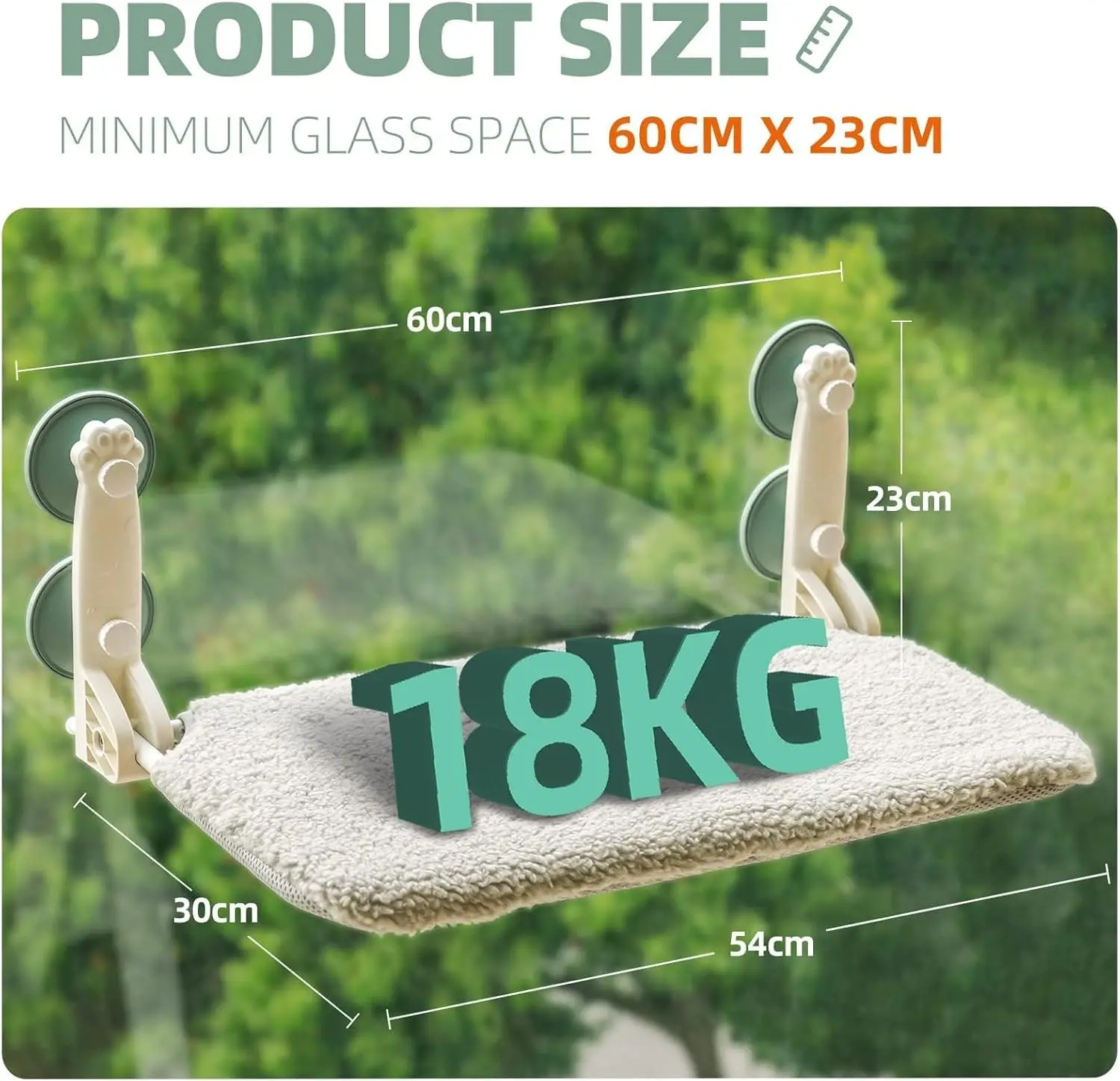 Mewoofun kocour okno postel hamak velký 60x30cm skládací aktualizovat silná sání kelímky sturdy holds nahoře na 18kg pro 2 kočky