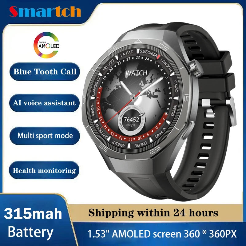 

Smart Watch AMOLED Screen Blue Tooth Call Health Waterproof Smartwatch Men Women Music Sports Fitness Information Push Bracelet