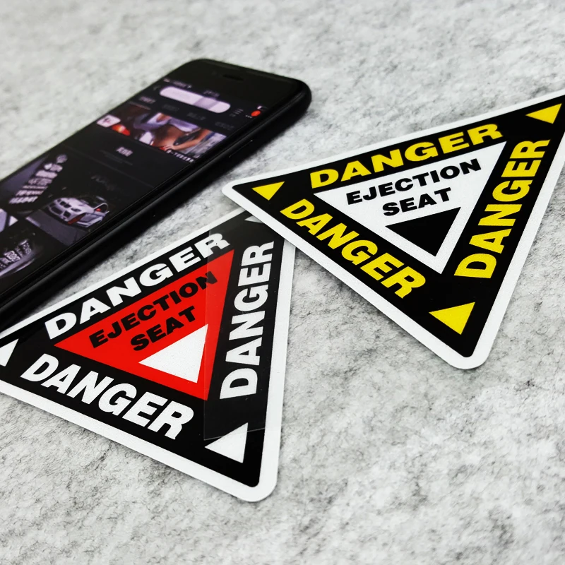 S383 3M Reflective Warning Sticker Danger Ejection Seat for Car Interior Decoration Funny Vinyl Decals Waterproof