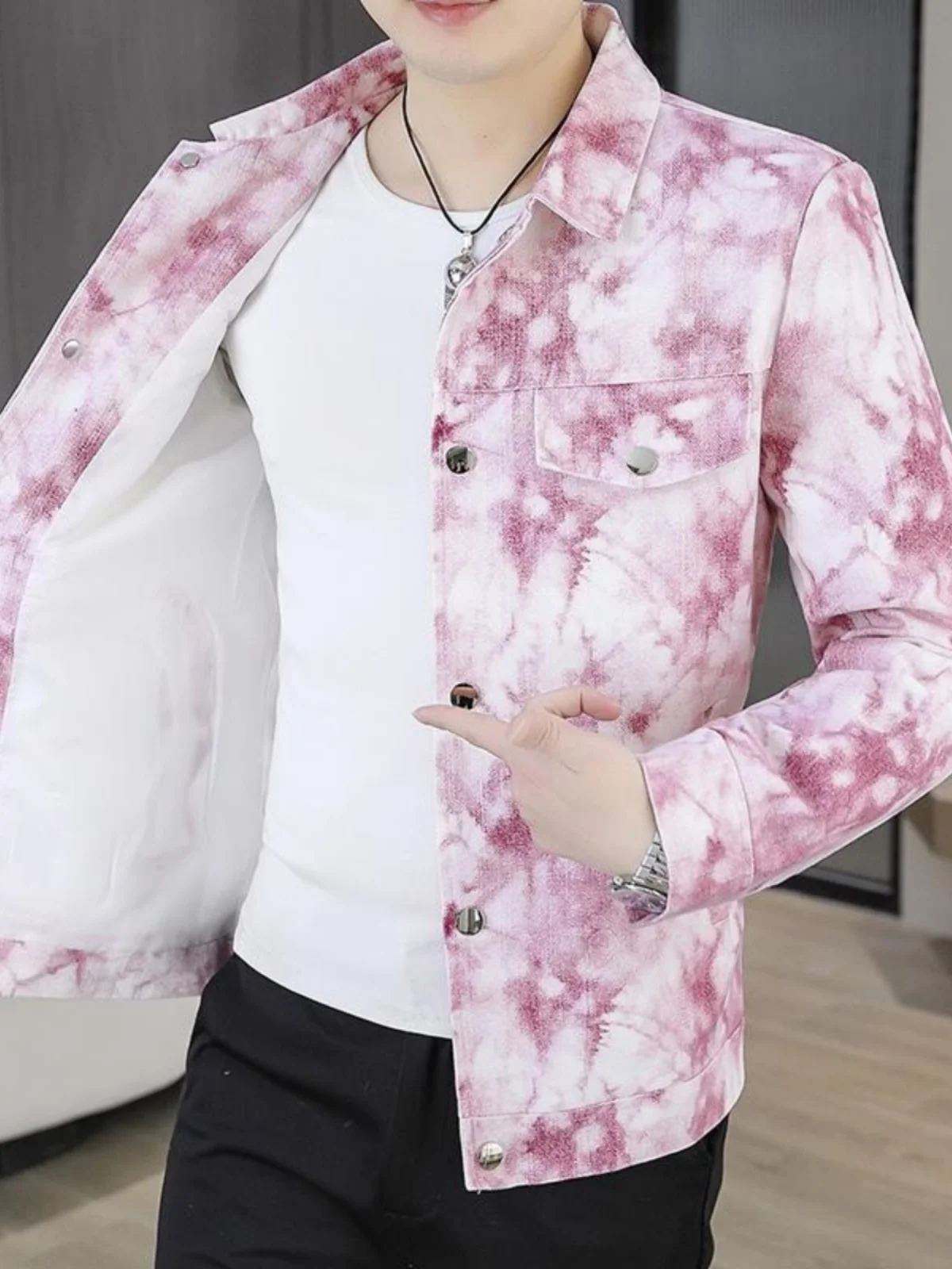 

Мужская повседневная куртка с отложным воротником, весна 2025, новая, легкая, люксовая, деловая, в стиле колор-блок, молодежная, из полиэфирного волокна