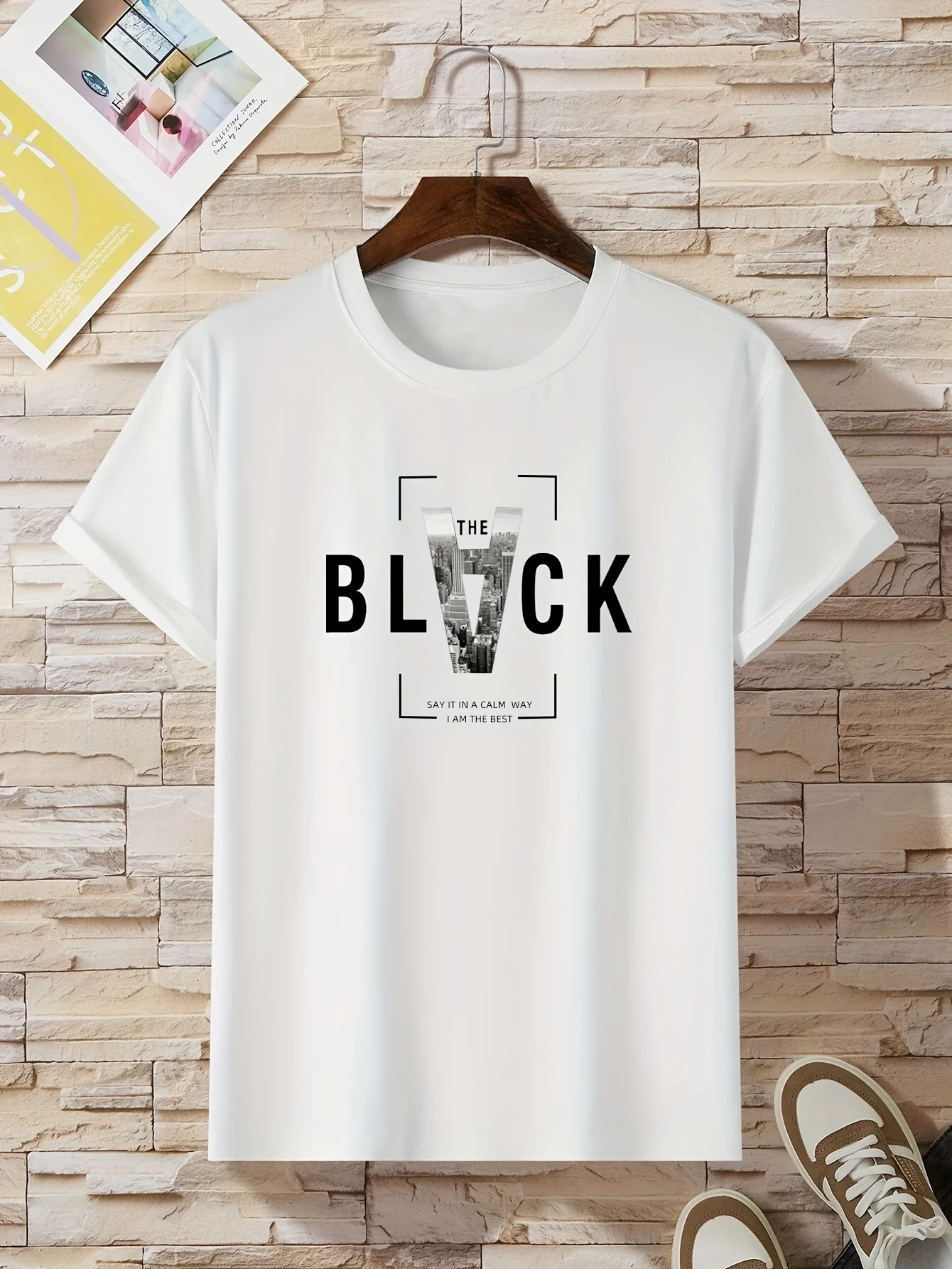 Men's English Slogan Pattern T-shirt - Large Size. Men's Summer Sports and Fitness T-shirt. Daily Commuting and Versatile T-shir