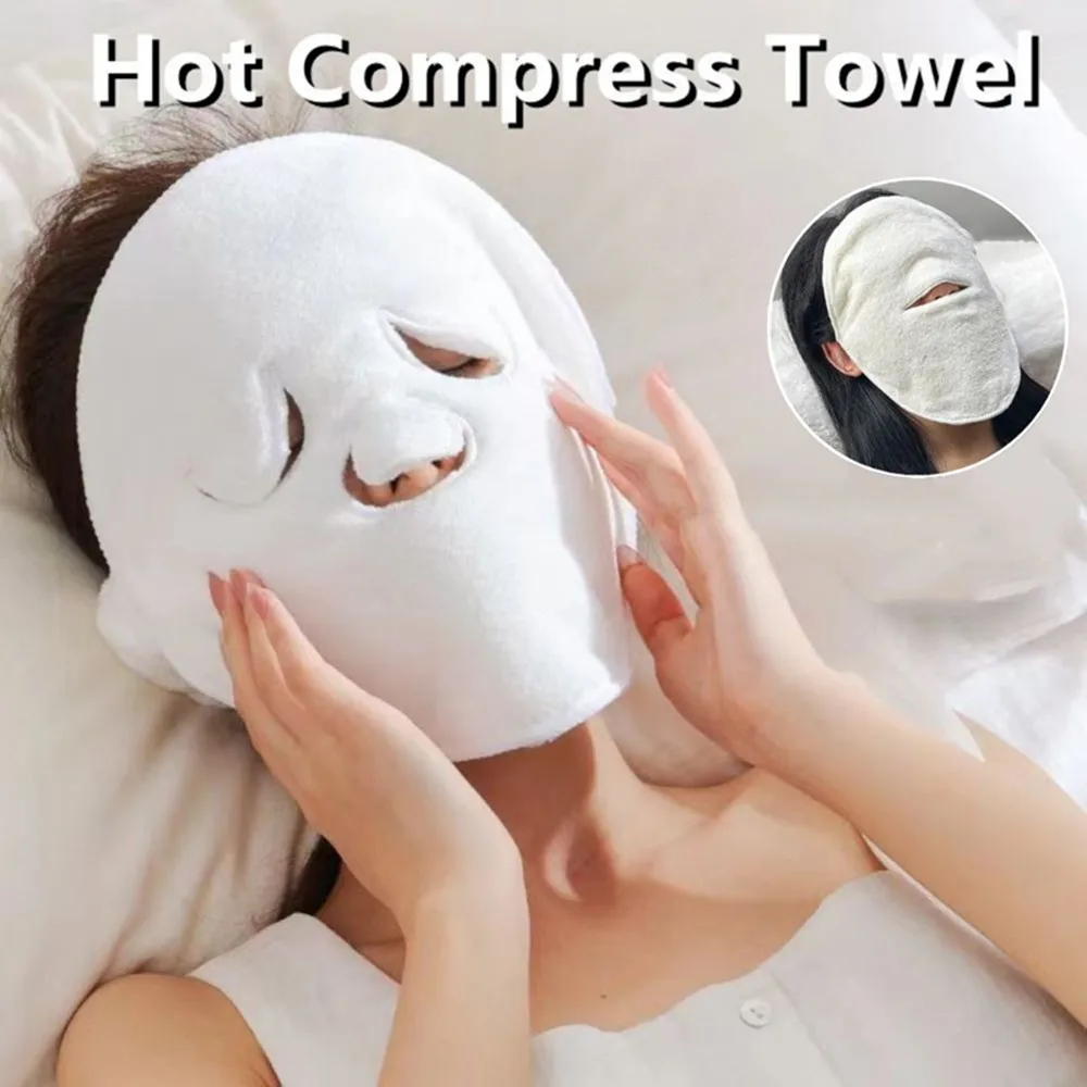 코튼 핫 컴프레스 타올, 이중 두께, 습식 컴프레스, 스팀 가열 콜드 페이스 타올, 피부 모공 청결 뷰티 페이셜 케어