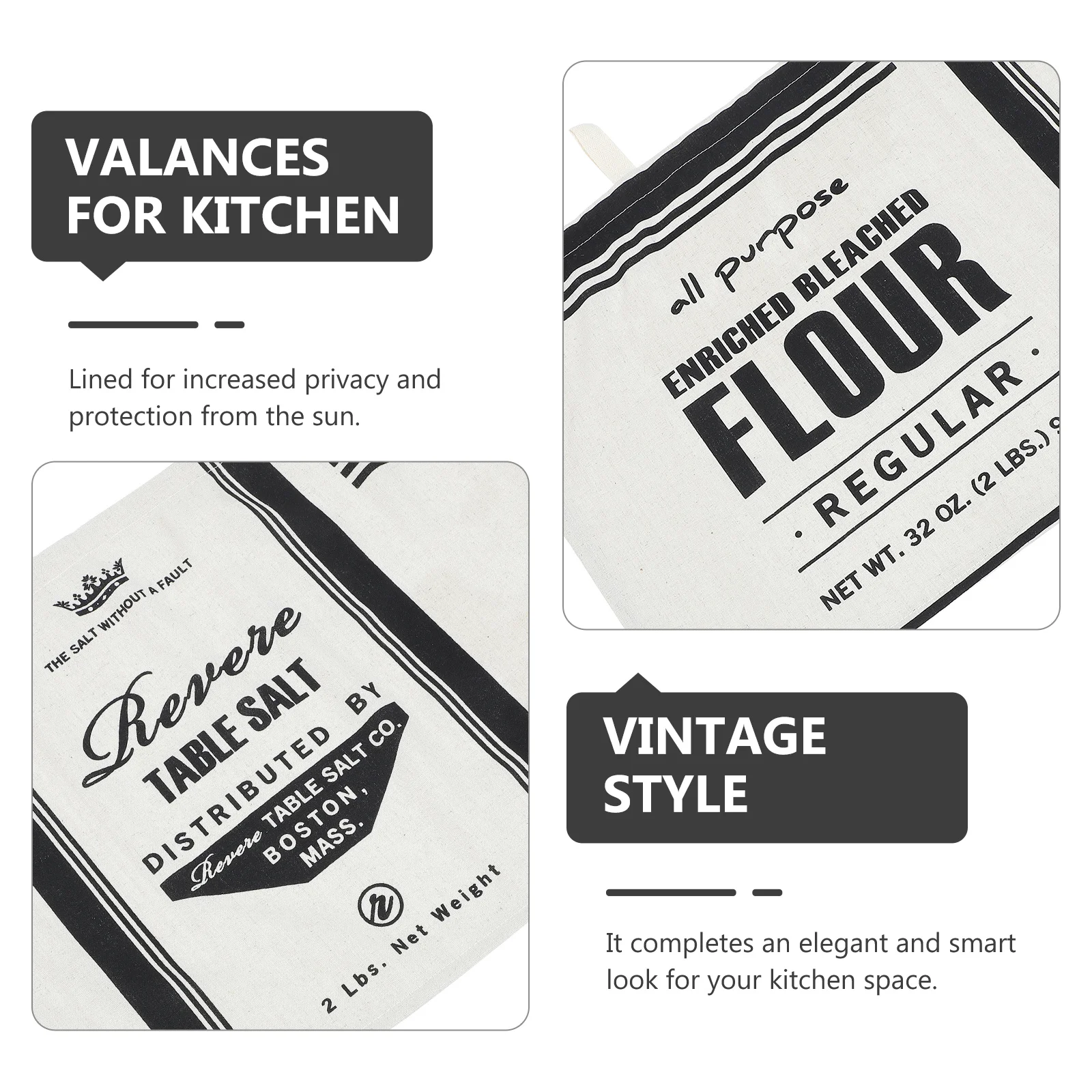 

Kitchen Half Curtain Vintage Style Cotton Window Valance Lined Privacy Sun Protection for Kitchen Short Curtains